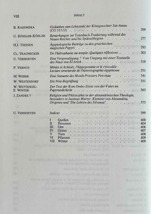Religion und Philosophie im Alten Agypten. Festgabe fur Philippe Derchain zu Seinem 65 Geburstag am 24 juli 1991.