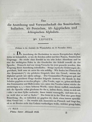 Item #M9457 Über die Anordnung und Verwandtschaft des semitischen, indischen, alt-persischen,...