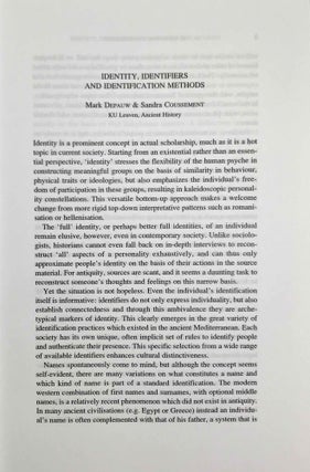 Identifiers and identification methods in the ancient world