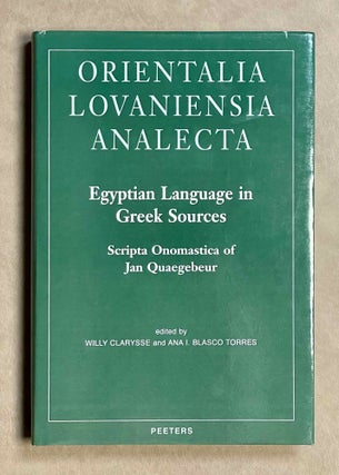 Item #M9478a Egyptian language in Greek sources. Scripta onomastica of Jan Quaegebeur. QUAEGEBEUR...[newline]M9478a-00.jpeg