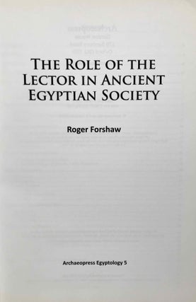 The Role of the Lector in Ancient Egyptian Society