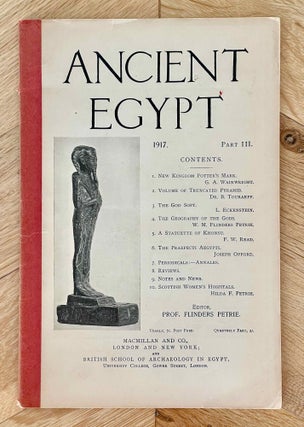 Item #M9497 Ancient Egypt. 1917, part III. AAE - Journal - Single issue, Prof. Flinders Petrie[newline]M9497-00.jpeg
