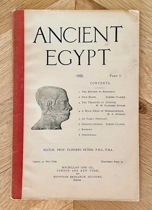 Item #M9498 Ancient Egypt. 1920, part I. AAE - Journal - Single issue, Prof. Flinders Petrie
