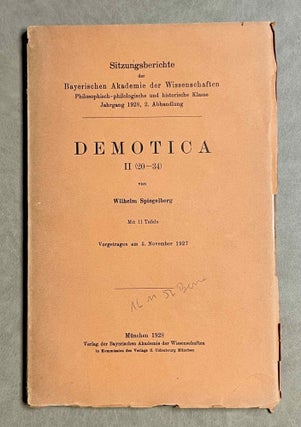 Item #M9535 Demotica II (20-34). SPIEGELBERG Wilhelm