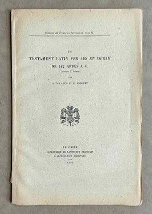 Item #M9561 Un testament latin "per aes et libram" de 142 ap. J.-C. (tablettes L. Keimer)....[newline]M9561-00.jpeg