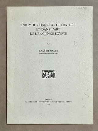 Item #M9579 L'humour dans la littérature et dans l'art de l'ancienne Egypte....