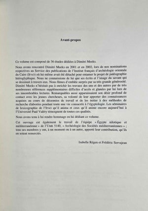 Verba manent. Recueil d'études dédiées à Dimitri Meeks. 2 volumes (complete set)
