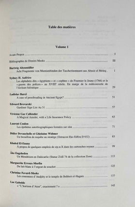 Verba manent. Recueil d'études dédiées à Dimitri Meeks. 2 volumes (complete set)