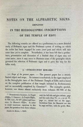 Notes on the Alphabetic Signs employed in the hieroglyphic inscriptions of the Temple of Edfu. With an appendix by Bernhard Grdseloff.[newline]M9613-03.jpeg