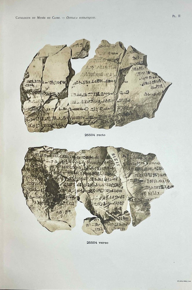 Item #M9614 Ostraca hiératiques (Catalogue Général du Musée du Caire, Nos. 25501-25832). CERNY Jaroslav.[newline]M9614-00.jpeg
