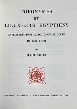 Toponymes et lieux-dits égyptiens. Enregistrés dans le dictionnaire copte de W. E. Crum.[newline]M9617-02.jpeg
