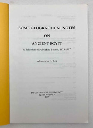 Some Geographical Notes on Ancient Egypt. A Selection of Published Papers, 1975-1997.