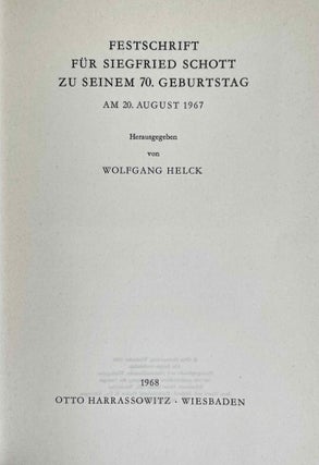 Festschrift für Siegfried Schott zu seinem 70. Geburtstag. Am 20. August 1967.[newline]M9634-01.jpeg