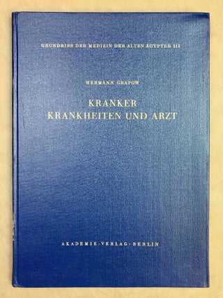 Grundriss der Medizin der alten &Auml;gypter, complete set of 9 volumes. Vol. I: Anatomie und Physiologie. Vol. II: Von den medizinischen Texten. Vol. III: Kranker, Krankheiten und Arzt. Vom gesunden und kranken &Auml;gypter, von den Krankheiten, vom Arzt und von der &auml;rztlichen T&auml;tigkeit. Vol. IV: &Uuml;bersetzung der medizinischen Texte. Band I. Band II: Erl&auml;uterungen. Vol. V: Die medizinischen Texte in hieroglyphischer Umschreibung autographiert. Vol. VI: W&ouml;rterbuch der &Auml;gyptischen Drogennamen. Vol. VII: W&ouml;rterbuch der medizinischen Texte. Band I & II. Vol. VIII: Grammatik der medizinischen Texte. Vol. IX: Erg&auml;nzungen: Drogenquanten, Sachgruppen, Nachtr&auml;ge, Bibliographie, Generalregister (complete set)