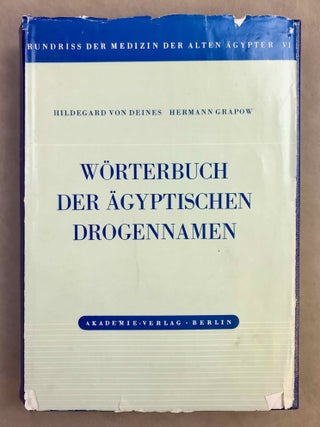 Grundriss der Medizin der alten &Auml;gypter, complete set of 9 volumes. Vol. I: Anatomie und Physiologie. Vol. II: Von den medizinischen Texten. Vol. III: Kranker, Krankheiten und Arzt. Vom gesunden und kranken &Auml;gypter, von den Krankheiten, vom Arzt und von der &auml;rztlichen T&auml;tigkeit. Vol. IV: &Uuml;bersetzung der medizinischen Texte. Band I. Band II: Erl&auml;uterungen. Vol. V: Die medizinischen Texte in hieroglyphischer Umschreibung autographiert. Vol. VI: W&ouml;rterbuch der &Auml;gyptischen Drogennamen. Vol. VII: W&ouml;rterbuch der medizinischen Texte. Band I & II. Vol. VIII: Grammatik der medizinischen Texte. Vol. IX: Erg&auml;nzungen: Drogenquanten, Sachgruppen, Nachtr&auml;ge, Bibliographie, Generalregister (complete set)
