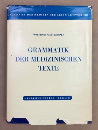 Grundriss der Medizin der alten &Auml;gypter, complete set of 9 volumes. Vol. I: Anatomie und Physiologie. Vol. II: Von den medizinischen Texten. Vol. III: Kranker, Krankheiten und Arzt. Vom gesunden und kranken &Auml;gypter, von den Krankheiten, vom Arzt und von der &auml;rztlichen T&auml;tigkeit. Vol. IV: &Uuml;bersetzung der medizinischen Texte. Band I. Band II: Erl&auml;uterungen. Vol. V: Die medizinischen Texte in hieroglyphischer Umschreibung autographiert. Vol. VI: W&ouml;rterbuch der &Auml;gyptischen Drogennamen. Vol. VII: W&ouml;rterbuch der medizinischen Texte. Band I & II. Vol. VIII: Grammatik der medizinischen Texte. Vol. IX: Erg&auml;nzungen: Drogenquanten, Sachgruppen, Nachtr&auml;ge, Bibliographie, Generalregister (complete set)