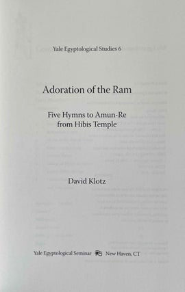 Adoration of the Ram. Five hymns to Amun-Re from Hibis Temple.[newline]M9654-01.jpeg