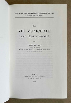 La vie municipale dans l'Egypte romaine