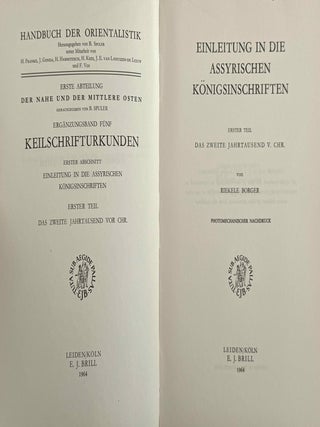 Einleitung in die assyrischen K&ouml;nigsinschriften. Erster Teil: Das zweite Jahrtausend v. Chr. Zweiter Teil: 934-722 V. Chr.