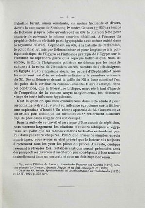 Recherches sur les sources égyptiennes de la littérature sapientiale d'Israëls