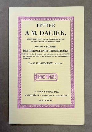Item #M9746 Lettre à M. Dacier, secrétaire perpétuel de l'Académie Royale des...