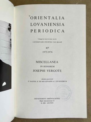 Miscellanea in honorem Joseph Vergote