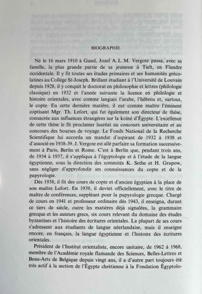 Miscellanea in honorem Joseph Vergote