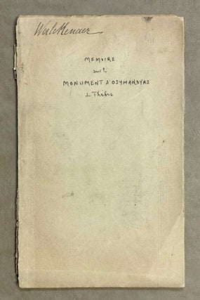 Item #M9758 Mémoire sur le monument d'Osymandyas de Thèbes. LETRONNE Antoine Jean