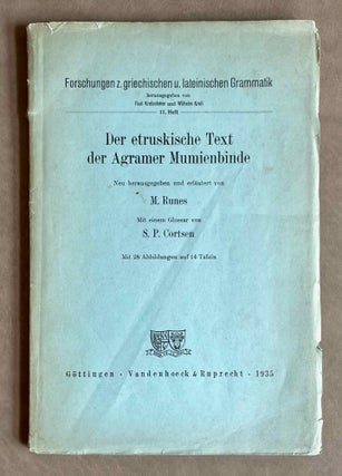 Item #M9772 Der etruskische Text der Agramer Mumienbinde. RUNES Moriz[newline]M9772-00.jpeg