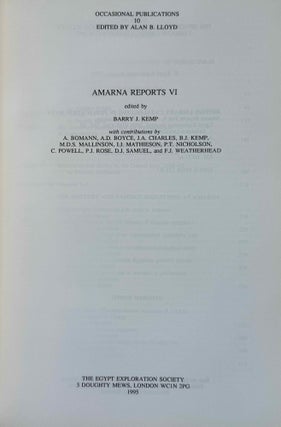 Amarna Reports I, II, IV, V and VI (missing only vol. III)