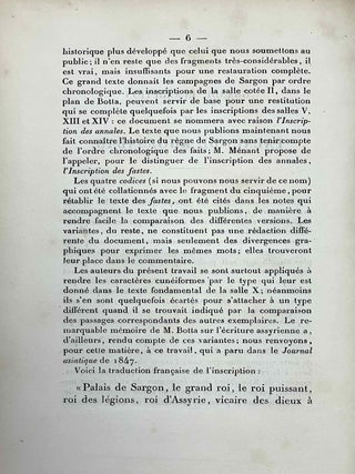 Grande inscription du palais de Khorsabad. Publi&eacute;e et comment&eacute;e par Jules Oppert et Joachim Menant.[newline]M9874-04.jpeg
