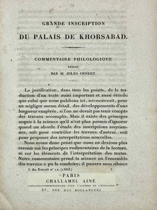Grande inscription du palais de Khorsabad. Publi&eacute;e et comment&eacute;e par Jules Oppert et Joachim Menant.[newline]M9874-10.jpeg