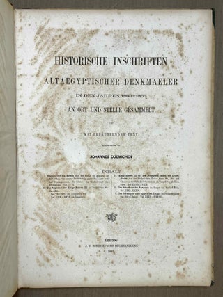 Historische Inschriften Altaegyptischer Denkmaeler. In den Jahren 1863-1865 an Ort und Stelle gesammelt und mit erl&auml;uterndem Text. Herausgegeben von Johannes Duemichen.[newline]M9875-02.jpeg