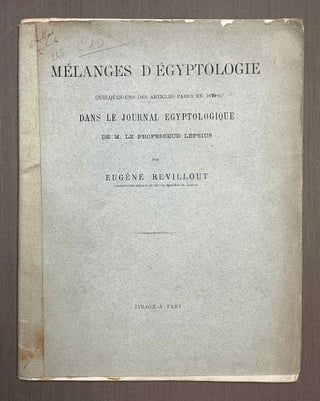 Item #M9888 Taricheutes et choachytes. Seconde étude. Avec une (sic) planche. REVILLOUT...