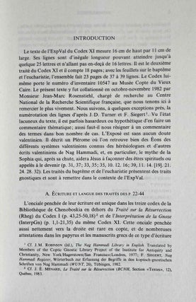 L'Exposé valentinien. Les fragments sur le baptême et sur l'eucharistie (NH XI, 2).