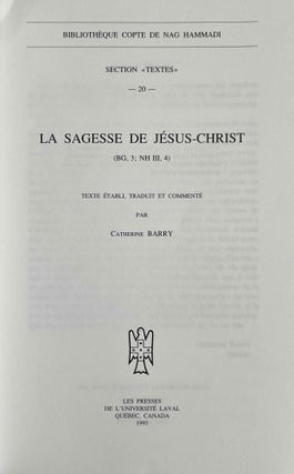 La Sagesse de Jésus-Christ (NH III, 4)