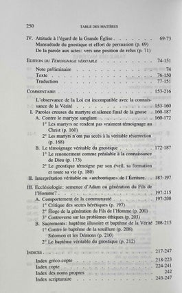 Le témoignage véritable. Gnose et martyre.
