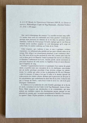 Le témoignage véritable. Gnose et martyre.