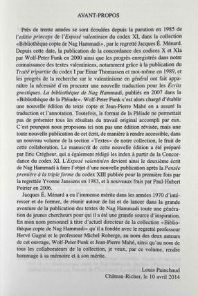 Exposé du mythe valentinien et textes liturgiques (NH XI, 2)