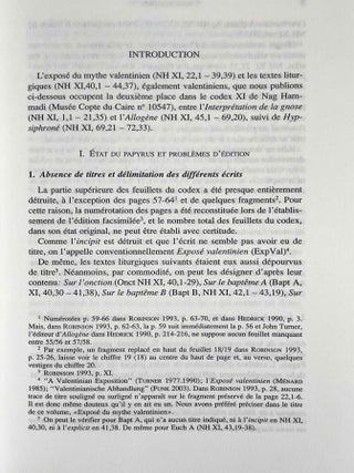 Expos&eacute; du mythe valentinien et textes liturgiques (NH XI, 2)