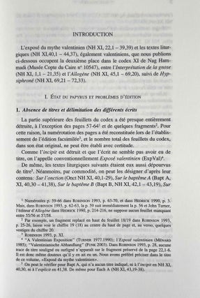 Exposé du mythe valentinien et textes liturgiques (NH XI, 2)