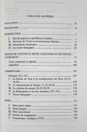 Exposé du mythe valentinien et textes liturgiques (NH XI, 2)