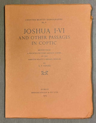 Item #M9999 Joshua I-VI and other passages in Coptic. SHORE Arthur Frank
