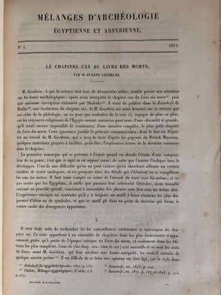 Mélanges d'Archéologie égyptienne et assyrienne - Tome I (fasc. 1 à 6, complete)