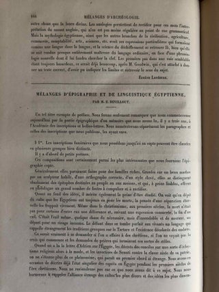 Mélanges d'Archéologie égyptienne et assyrienne - Tome I (fasc. 1 à 6, complete)