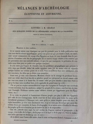 Mélanges d'Archéologie égyptienne et assyrienne - Tome I (fasc. 1 à 6, complete)